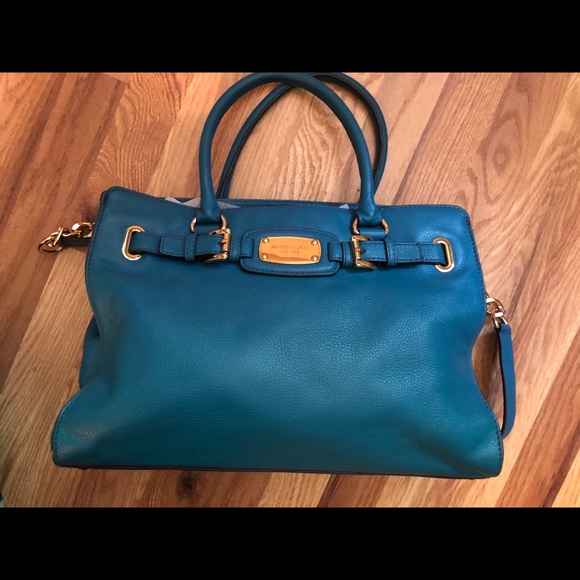 Michael Kors Teal Hamilton Satchel Bag - Picture 6 of 15
